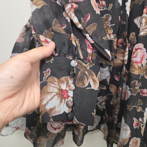 Bardot Reign Floral Long Sleeve Minidress Size S Fall Homecoming Party Wedding - Picture 7 of 12